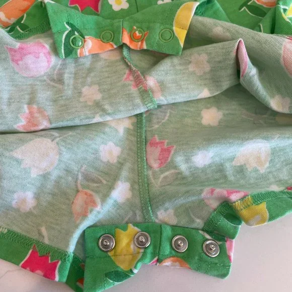 Basic Editions Green Sleeveless Romper Embroidered Flowers Size 3T - Picture 7 of 13